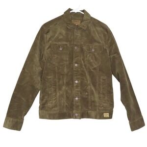 Jeremiah Mens Corduroy Trucker Western Jacket Olive Brown Cotton Stretch Small